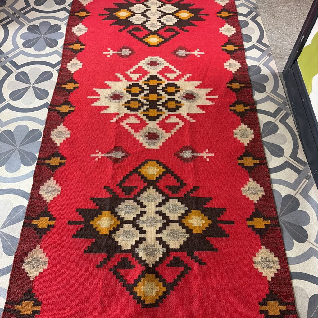 Turkish Kilim Multicolor Geometric Patterned Area Rug