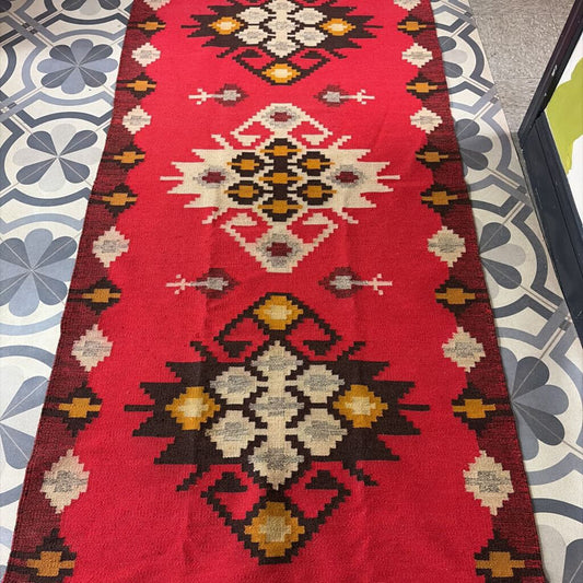 Turkish Kilim Multicolor Geometric Patterned Area Rug