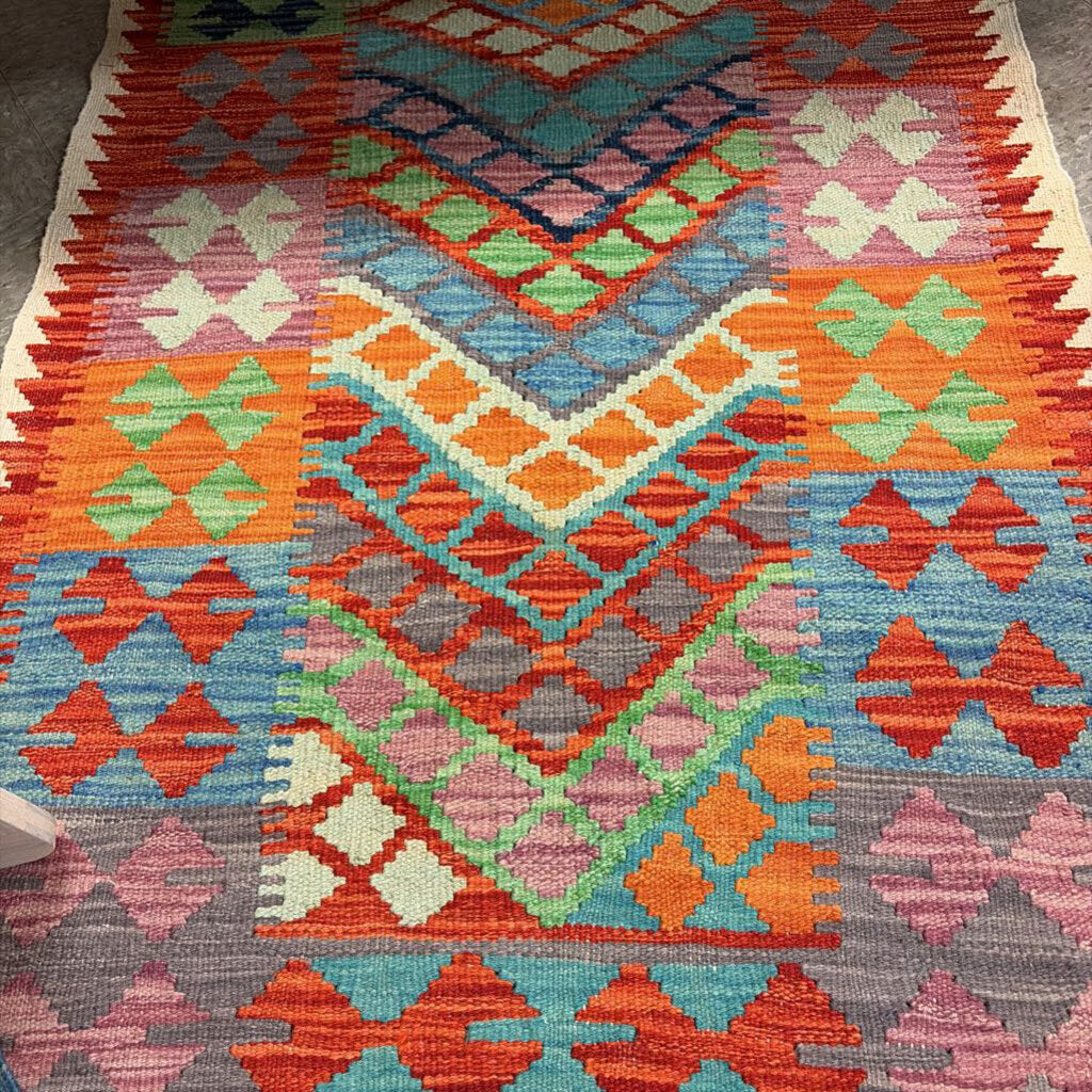 Chobi Kilim Geometric Pattern Flatweave Runner