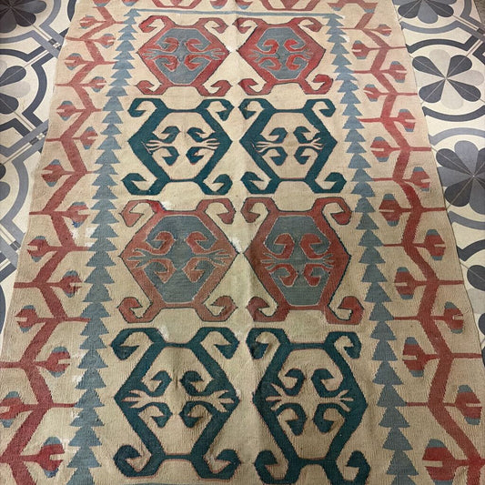 Vintage Turkish Kilim Handwoven Area Rug