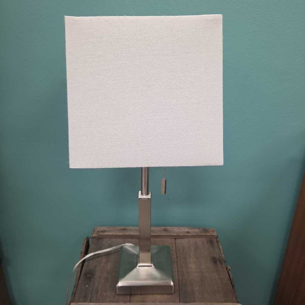 Intertek 20in. Brushed Nickel Table Lamp w/Fabric Shade and USB Port (2 Available)
