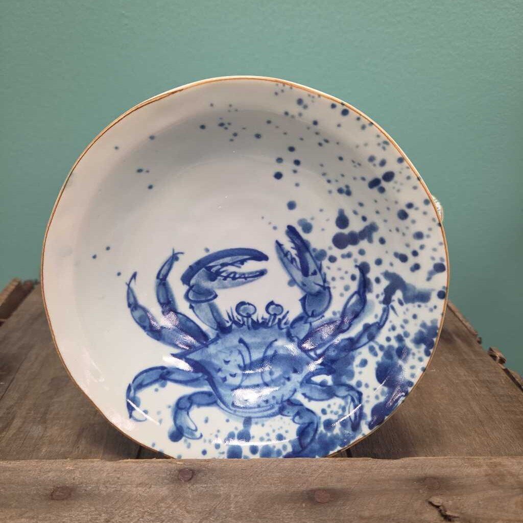 Vintage Japanese Porcelain Blue Crab Bowl - Set of 6