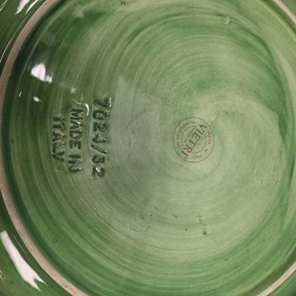 Vietri Foglia Majolica Green Ceramic Leaf Round Serving Platter