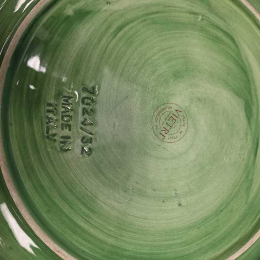 Vietri Foglia Majolica Green Ceramic Leaf Round Serving Platter