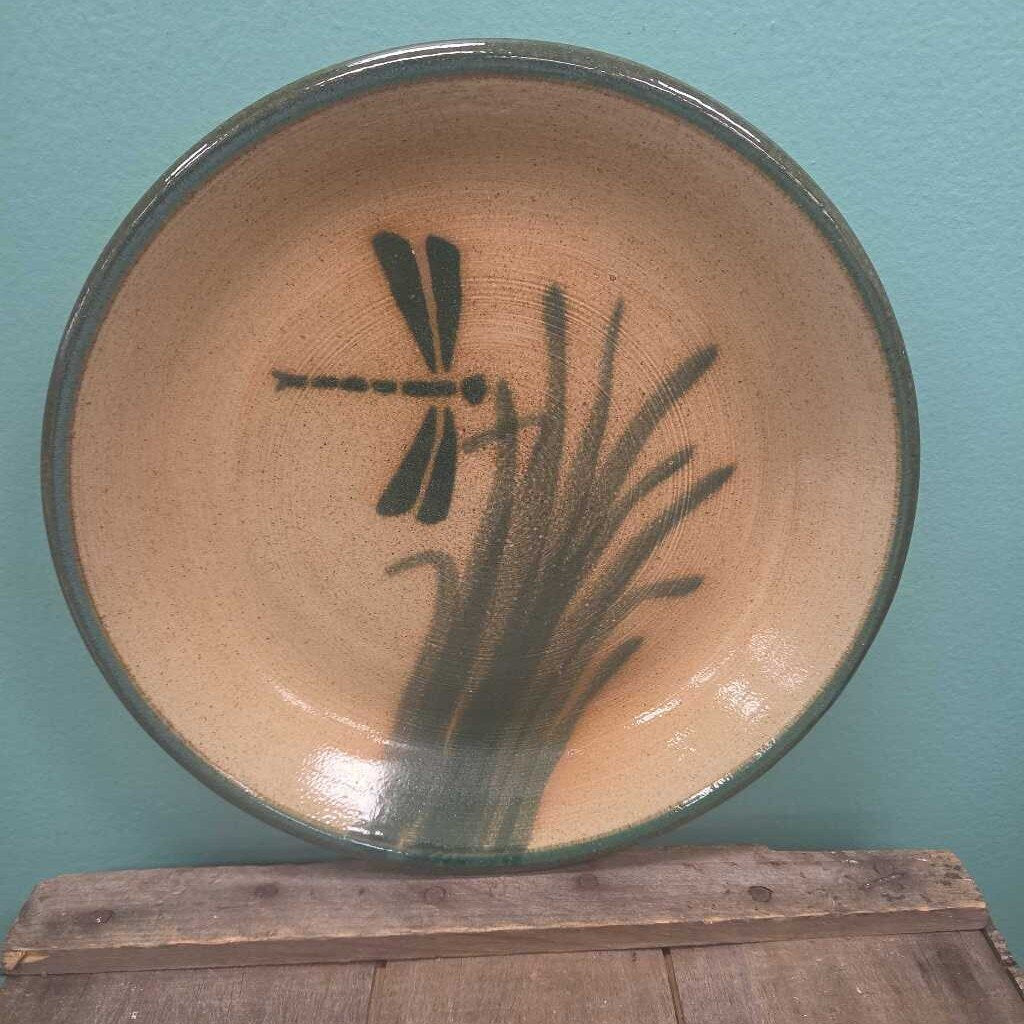 Monroe Salt Works Maine Pottery Glazed Stoneware 10.5" Dragonfly Plate