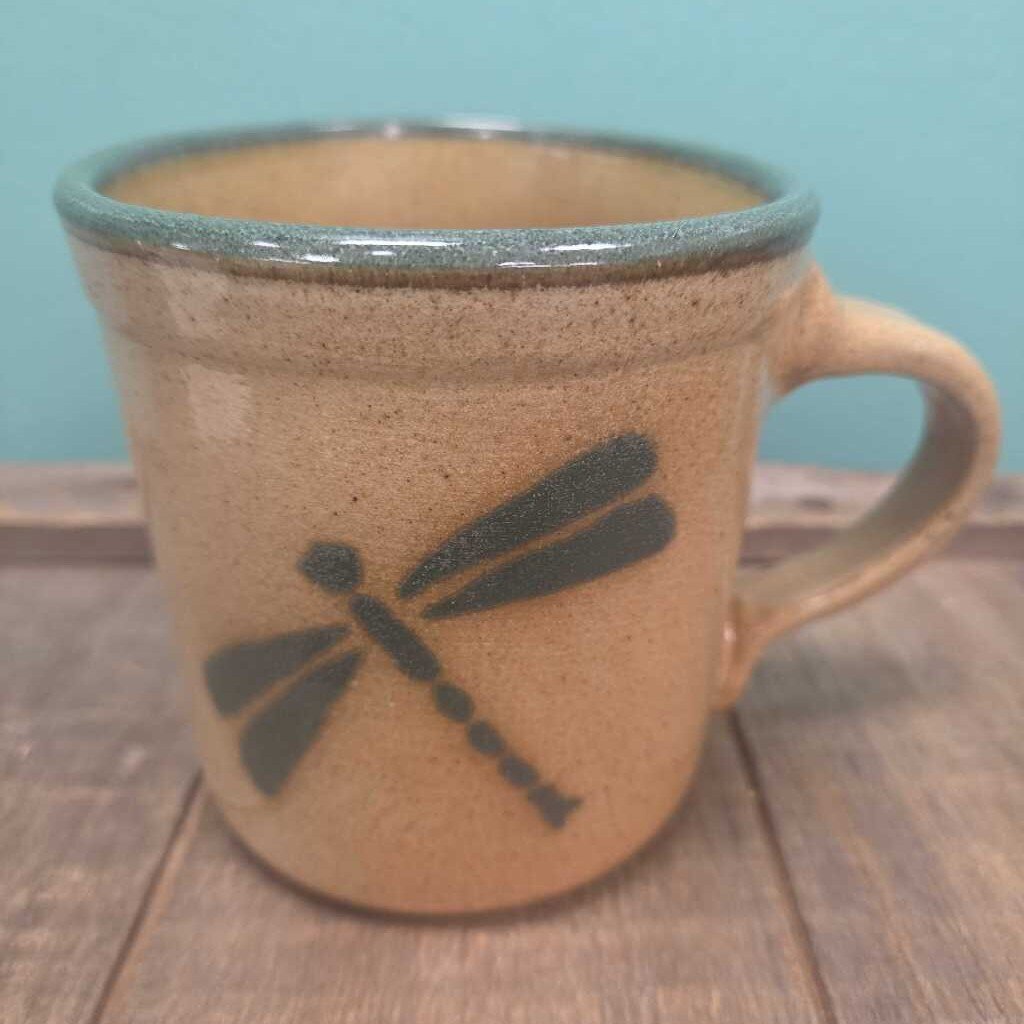 Monroe Salt Works Maine Pottery Glazed Stoneware Dragonfly Mug (2 Available)