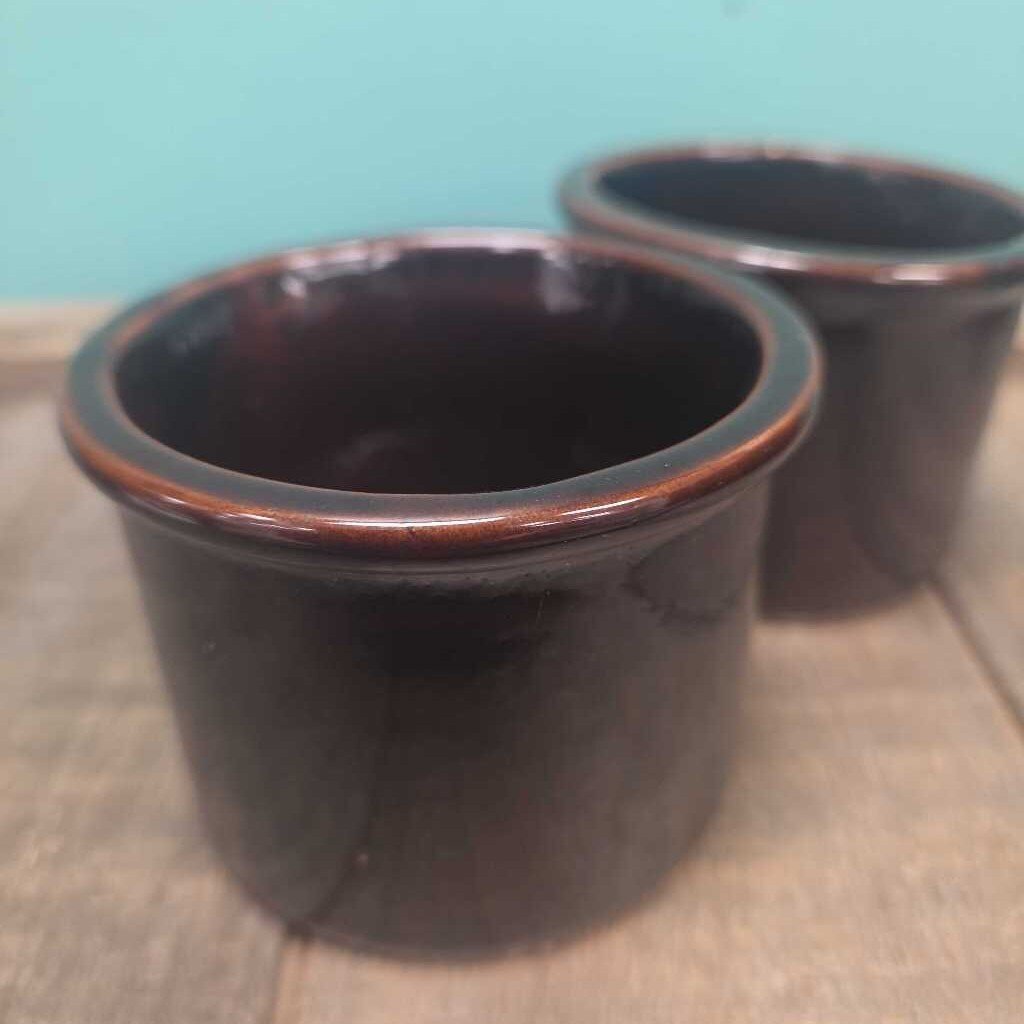 Vintage Brown Stoneware Ramekin - Set of 2
