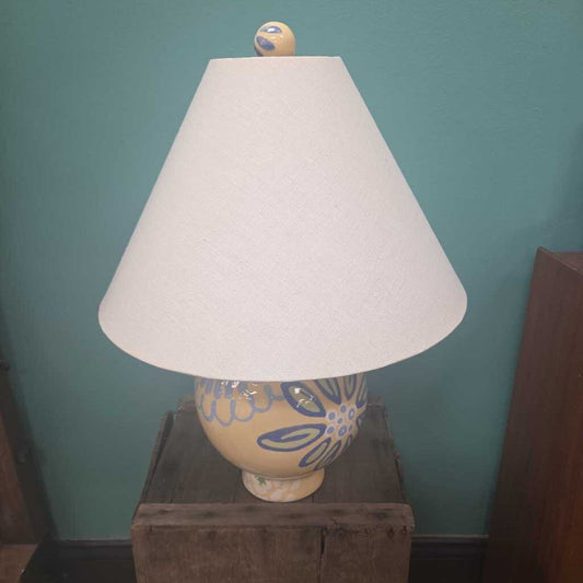 Hand Painted Ceramic Table Lamp with Fabric Shade