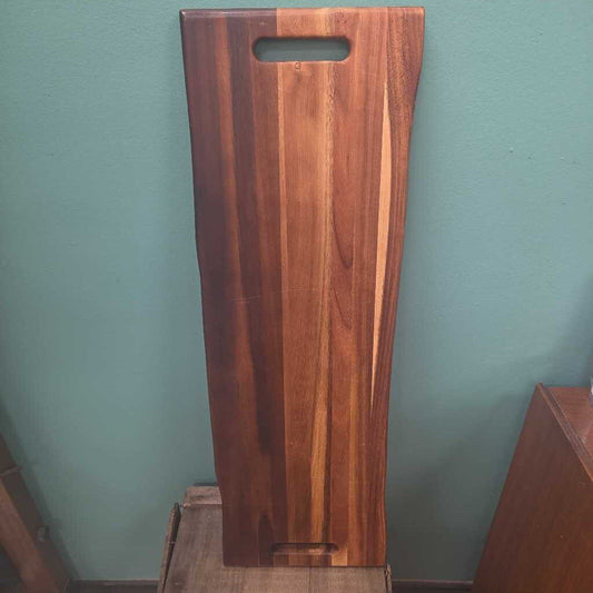 Live Edge Acacia Wood Serving Board with Dual Integrated Handles