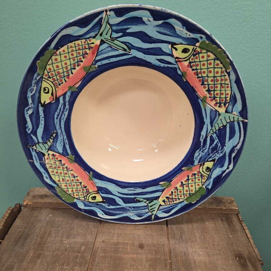 Hand Painted Ceramic Bowl with Fish Motif