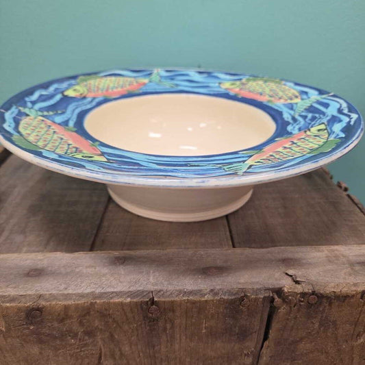 Hand Painted Ceramic Bowl with Fish Motif