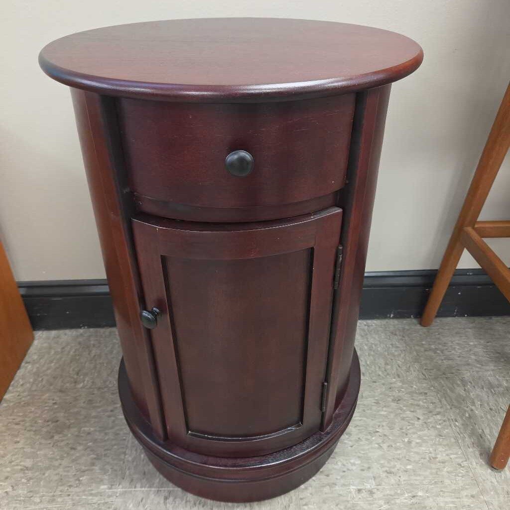 Oval Swivel Storage End Table with Drawer