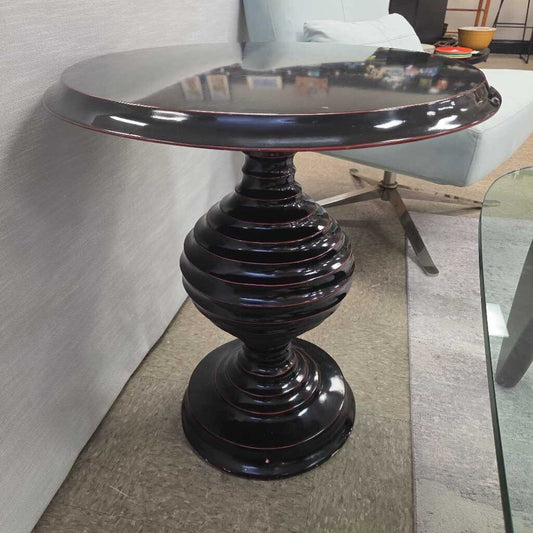 Noir Scheiben Style Hourglass Side Table in Hand Rubbed Black Finish