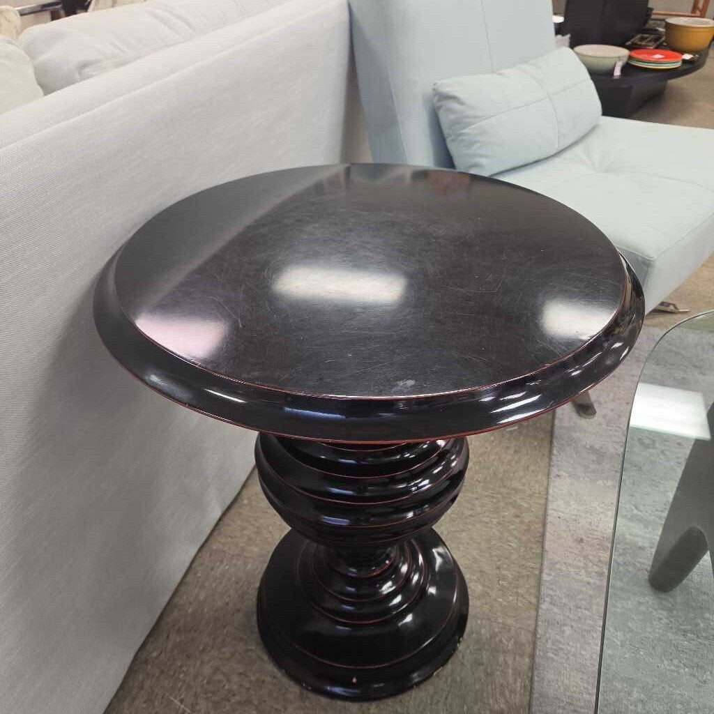 Noir Scheiben Style Hourglass Side Table in Hand Rubbed Black Finish