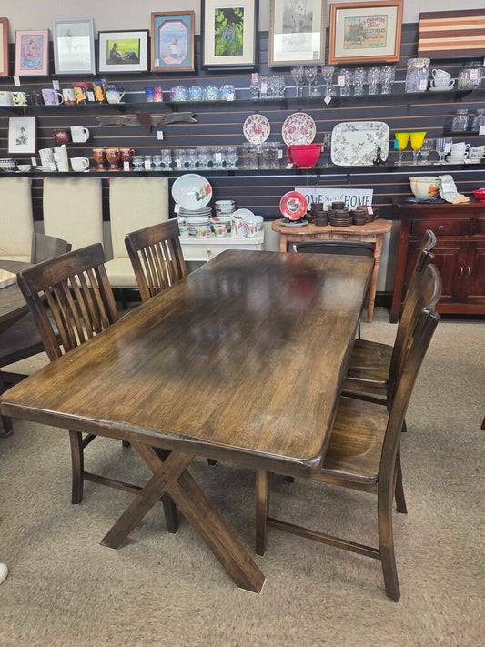 Pier 1 Imports Farmhouse Rubberwood Dining Table & 6 Chairs