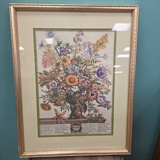 Vintage Furber November Flowers Print
