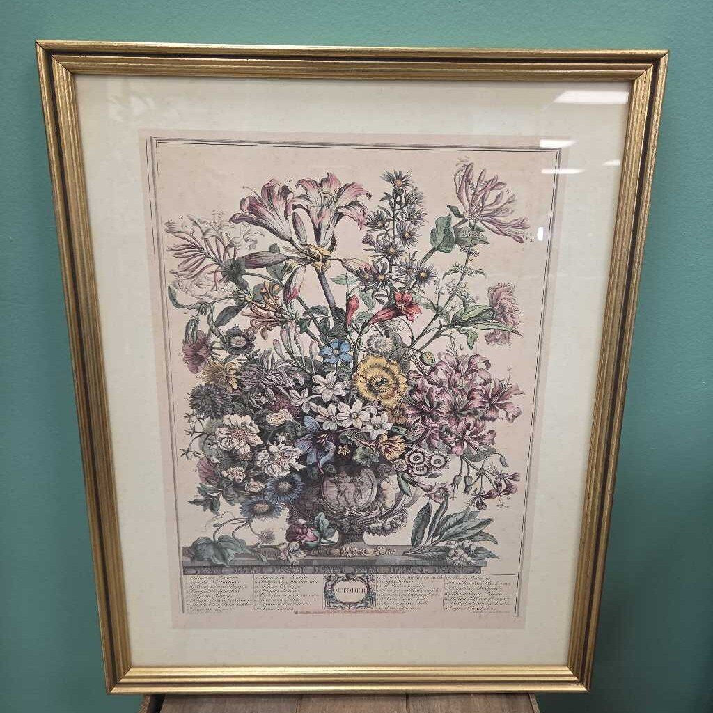 Vintage Furber October Flowers Print