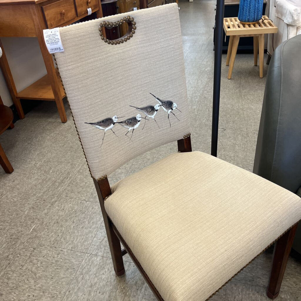 Theodore Alexander Upholstered Dining Chair with Nail Trim and Hand-Painted Sandpipers