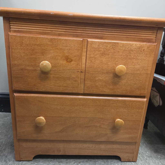 Solid Wood 2-Drawer Nightstand
