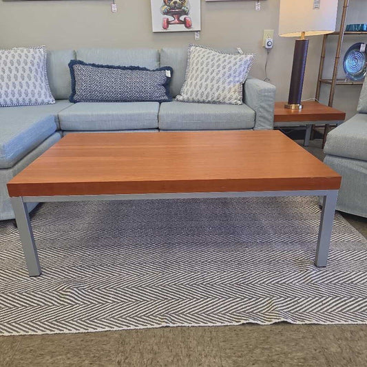 Mid-Century Teak Coffee Table with Metal Frame