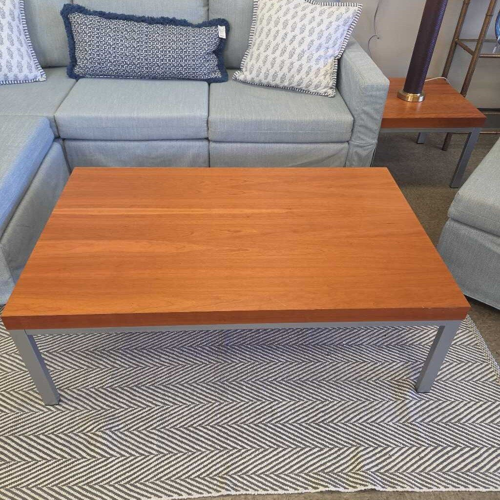 Mid-Century Teak Coffee Table with Metal Frame
