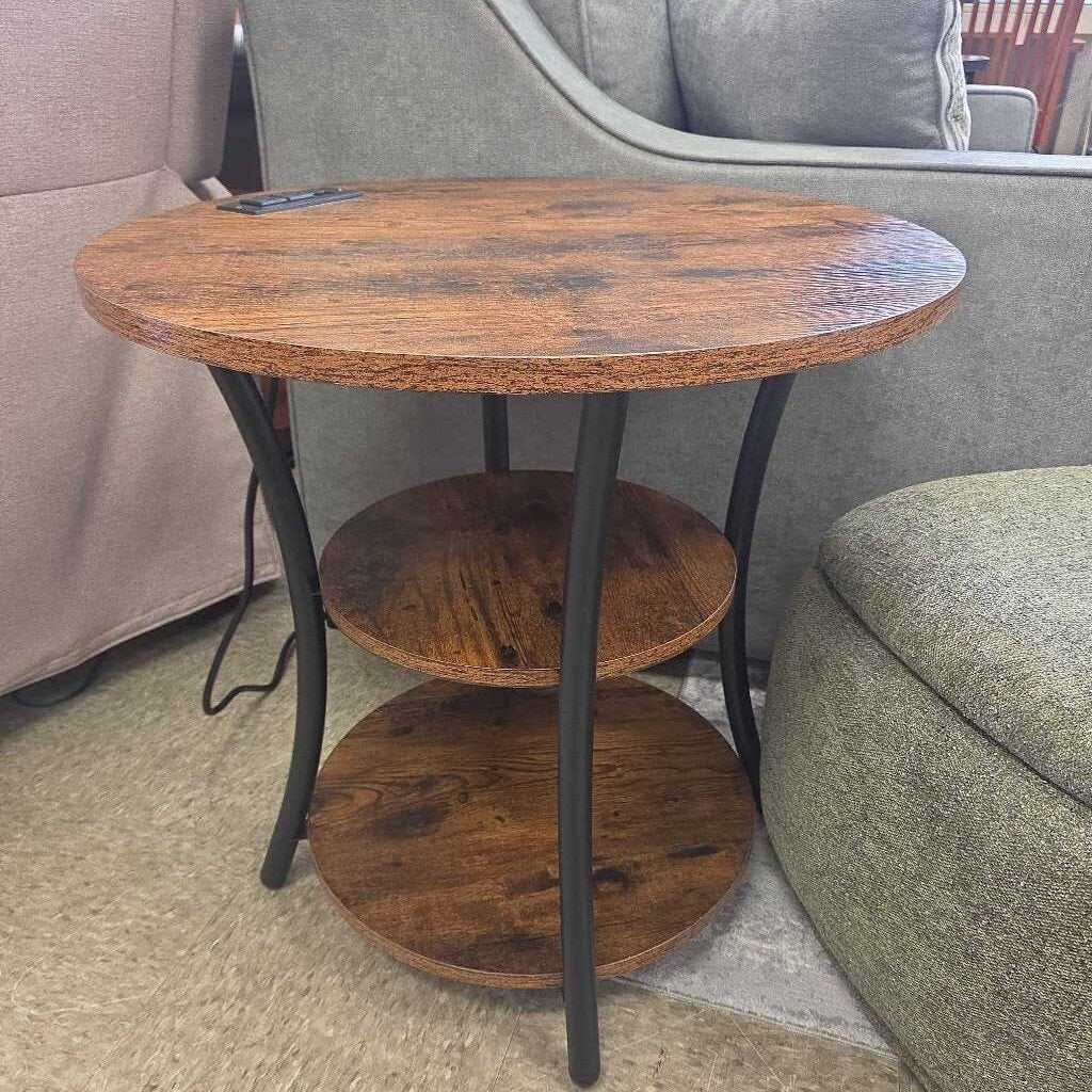3-Tiered End Table with USB Charging Ports