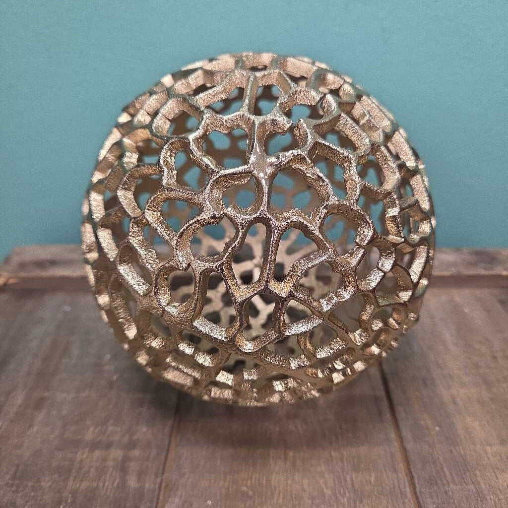 Gold Finish Metal Coral Inspired Decorative Orb (2 Available)