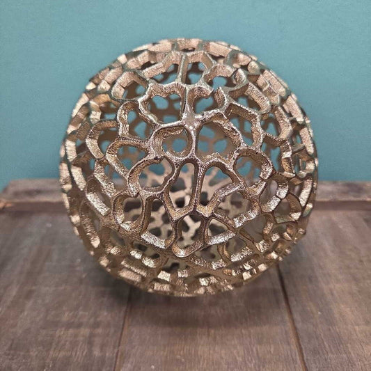 Gold Finish Metal Coral Inspired Decorative Orb (2 Available)