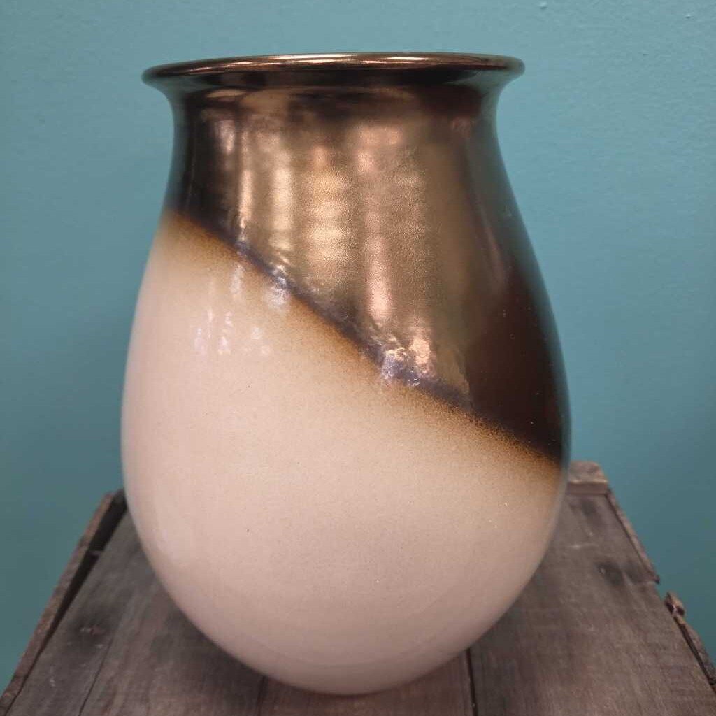 Frontgate Two-Toned Glaze & Metallic Ceramic Vase