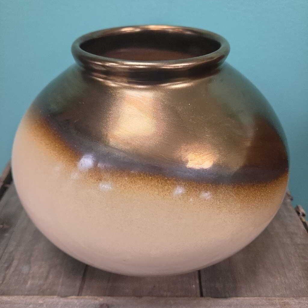 Frontgate Two-Toned Glaze & Metallic Ceramic Vase