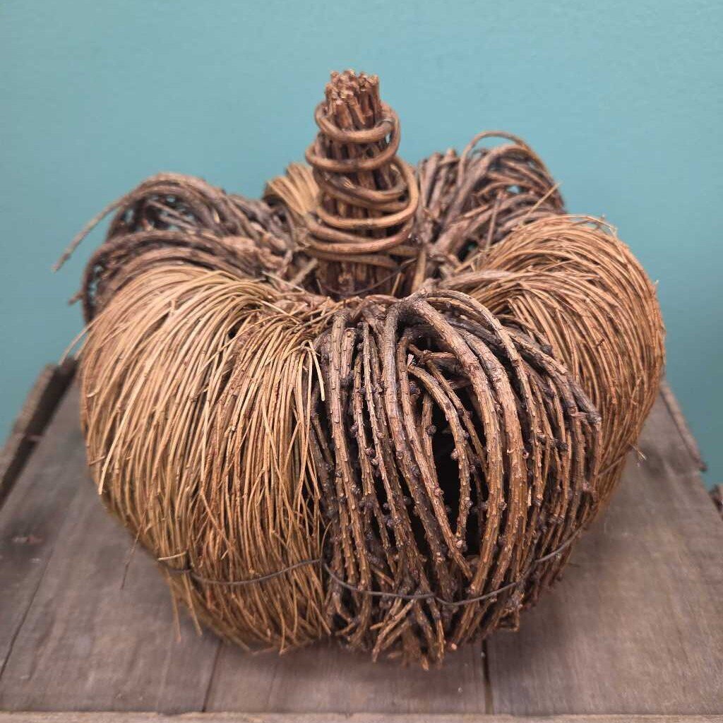 Woven Rattan and Grapevine Pumpkin Decor
