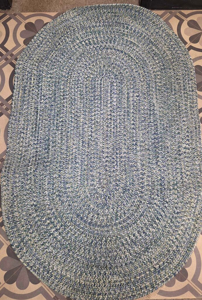 Braided Oval Area Rug in Teal/Green