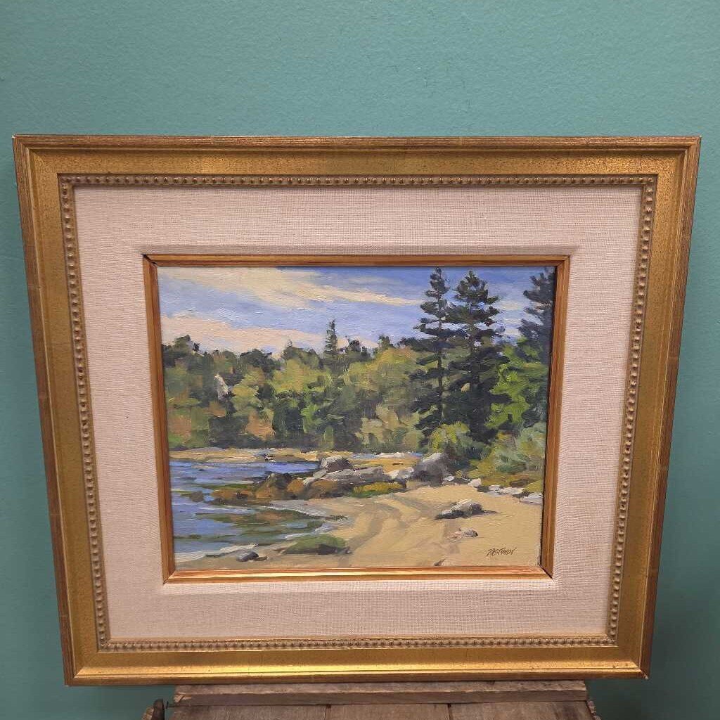 Original Coastal Scene Oil Painting - Artist Unknown