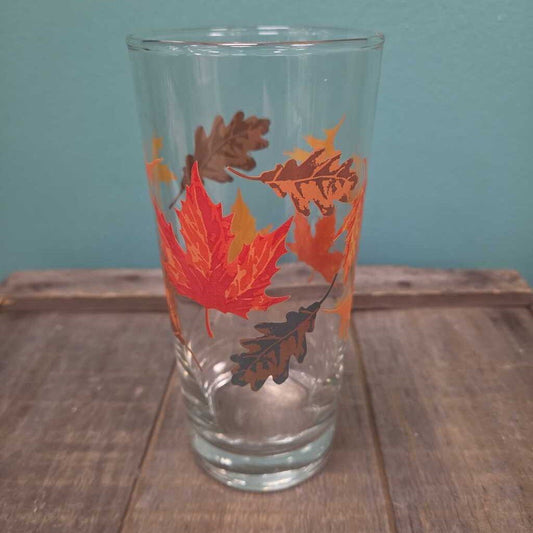 Vintage Falling Leaves 6.25" Glass Tumblers - Set of 6