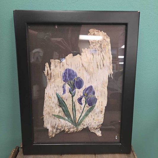 "Iris" - by Blue Wolf Design (Maine) Acrylic on Birch Bark