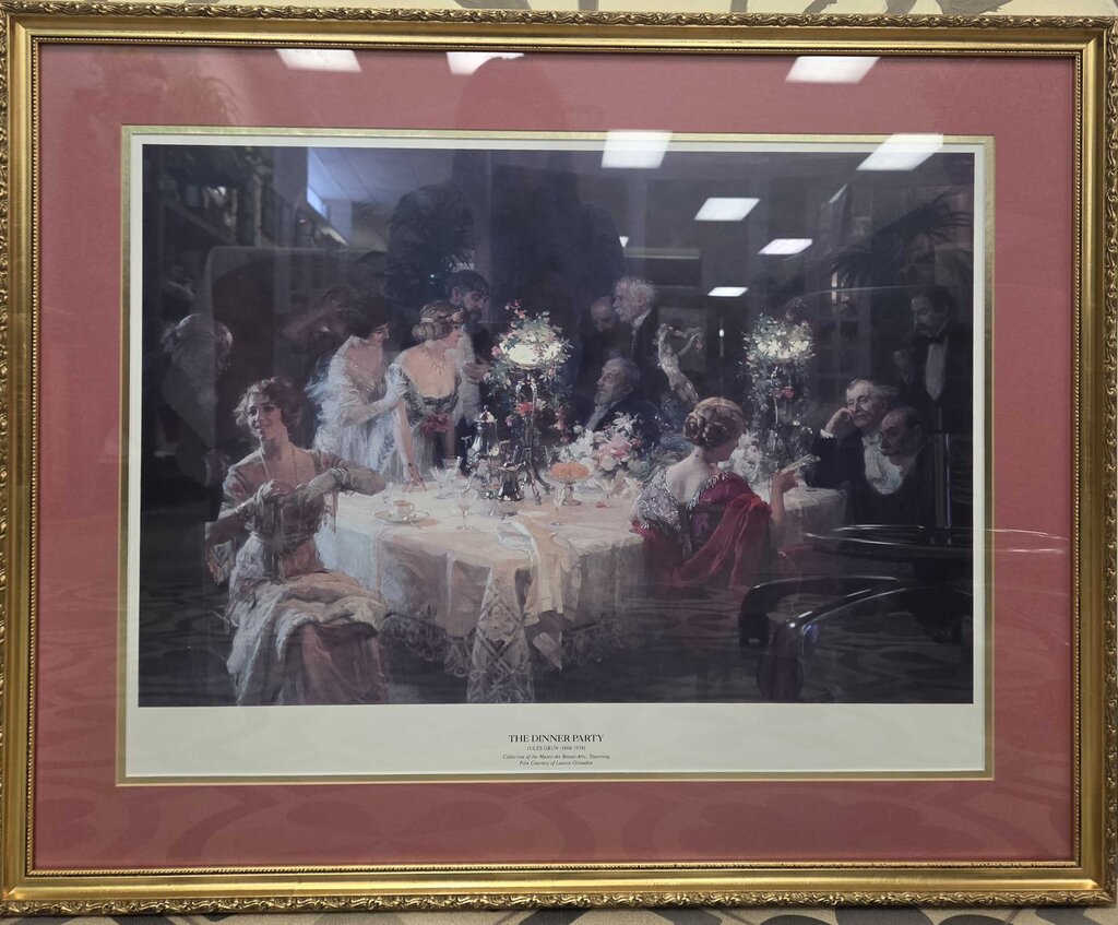"The Dinner Party" by Jules Grun Framed Print