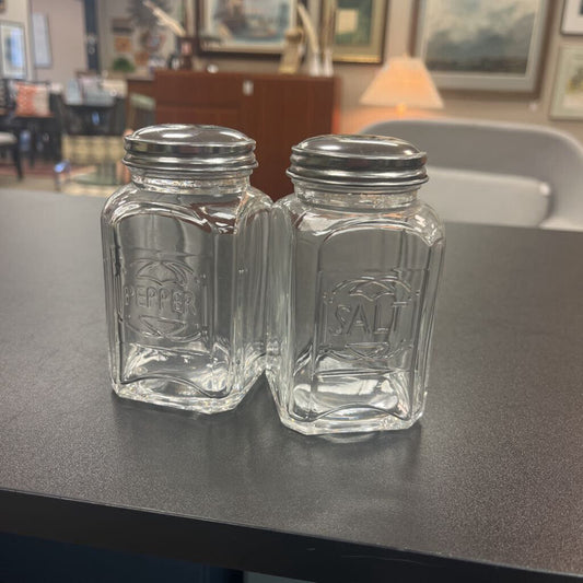 Glass Salt & Pepper Shakers W/ Silver top