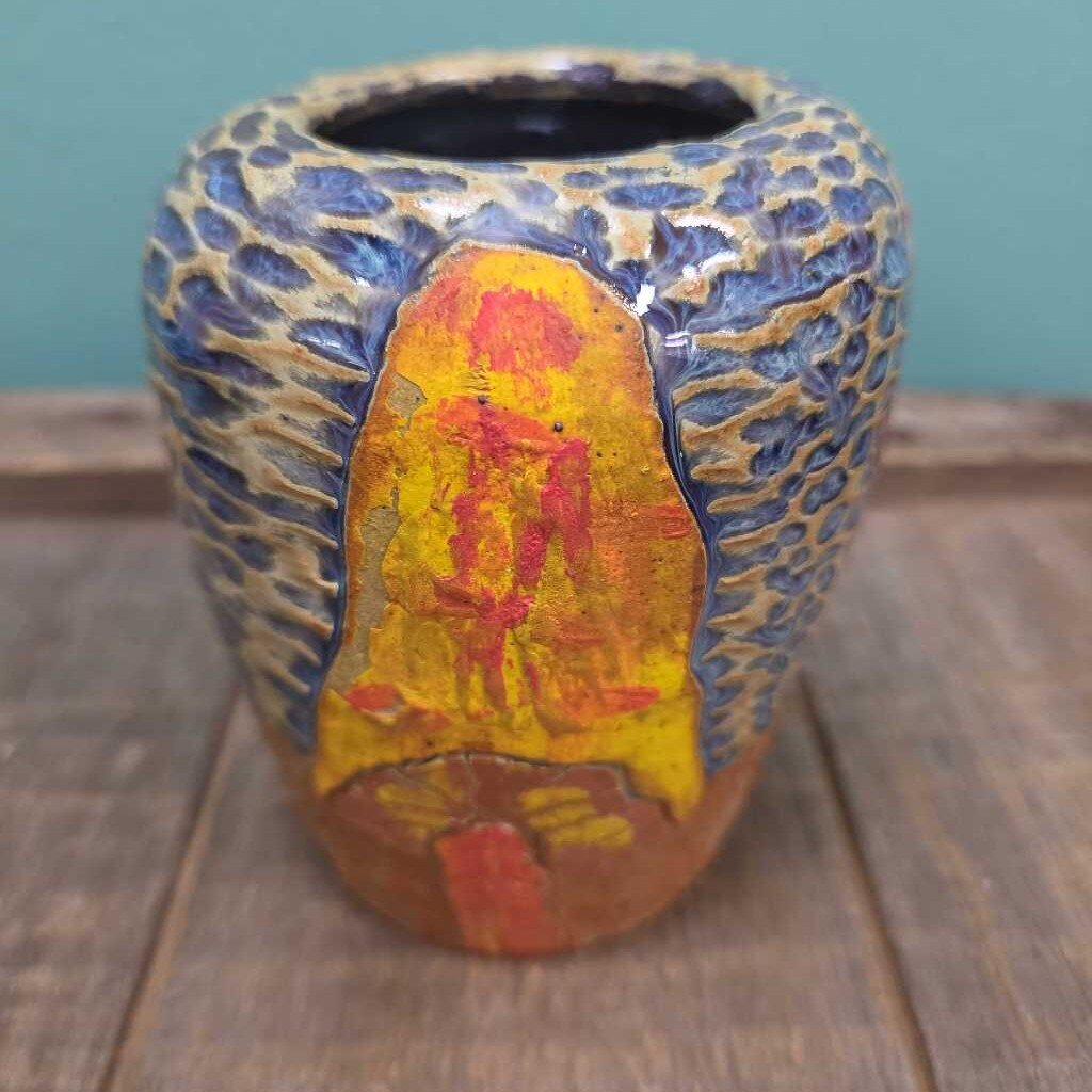 Hand Carved & Painted Mushroom Vase by Wendy Jackson