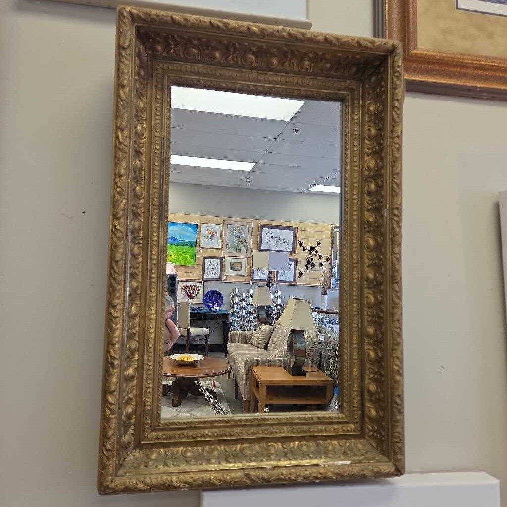 Vintage Giltwood Wall Mirror with Ornate Carved Detail