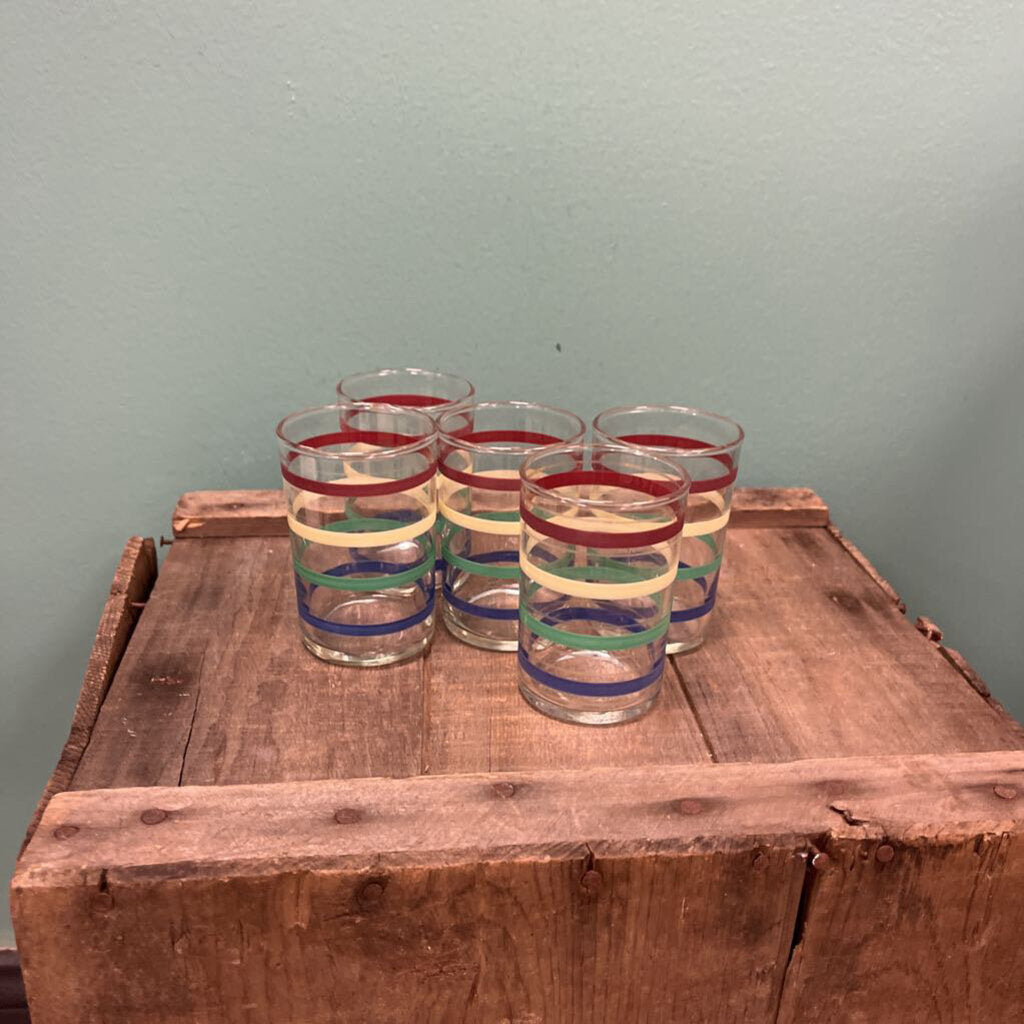 Vintage Anchor Hocking Paneled Ring Juice Glass Set (5)