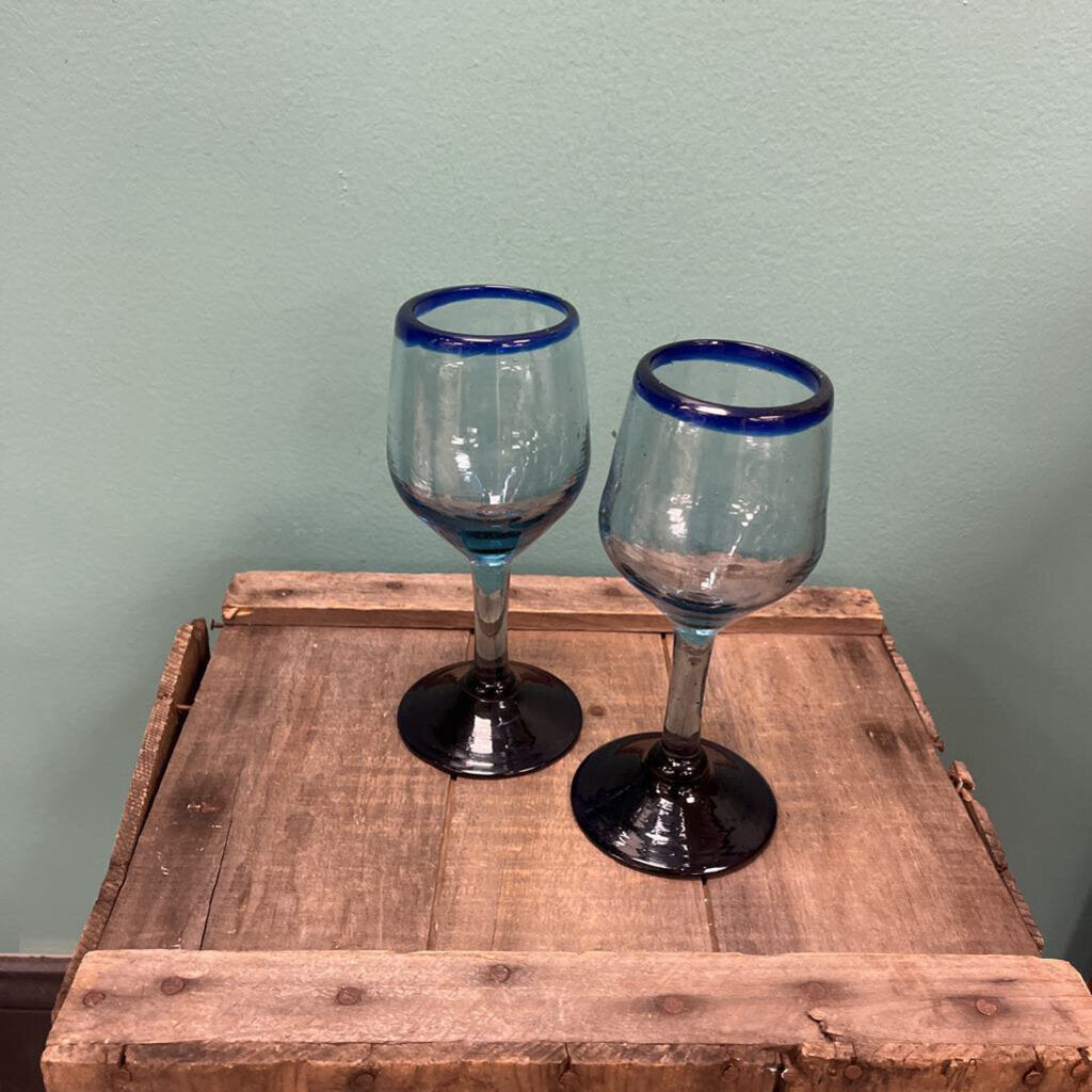 Hand Blown Mexican Wine Glass Set (2)