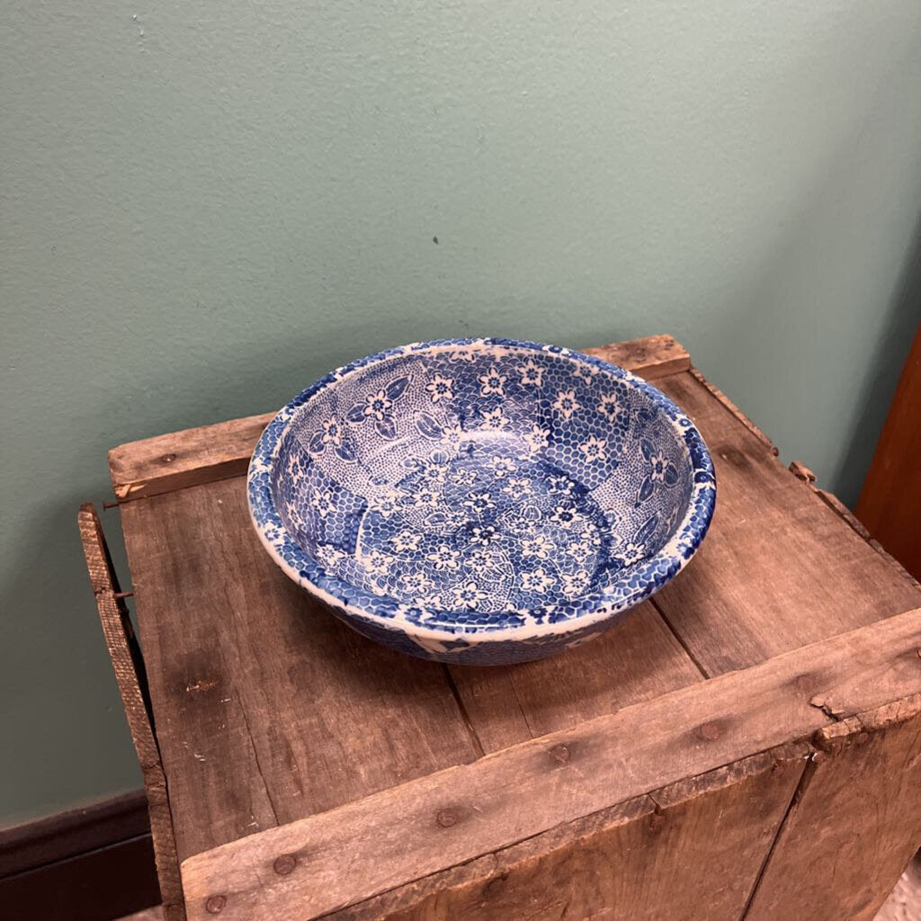 Ceramic Cobalt Blue Floral Serving Bowl
