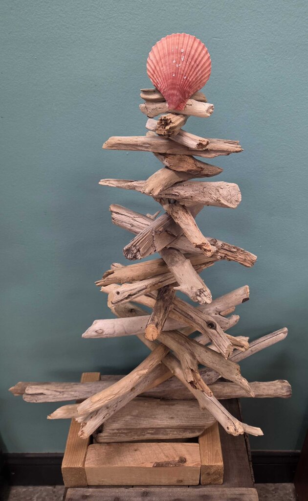 Large Hand Made Driftwood Tree with Seashell Star