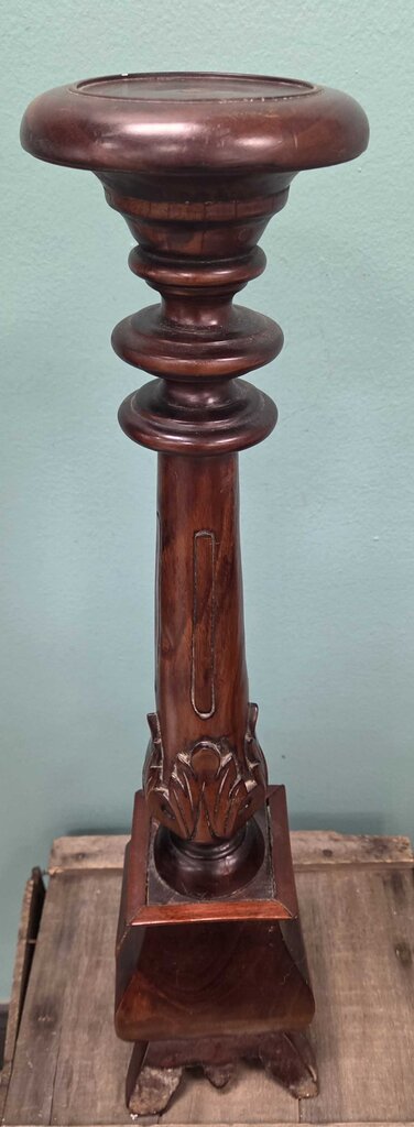 Vintage Hand Carved Wooded Pedestal Plant Stand