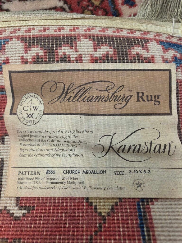 Williamsburg Karastan Church Medallion %100 Wool Area Rug