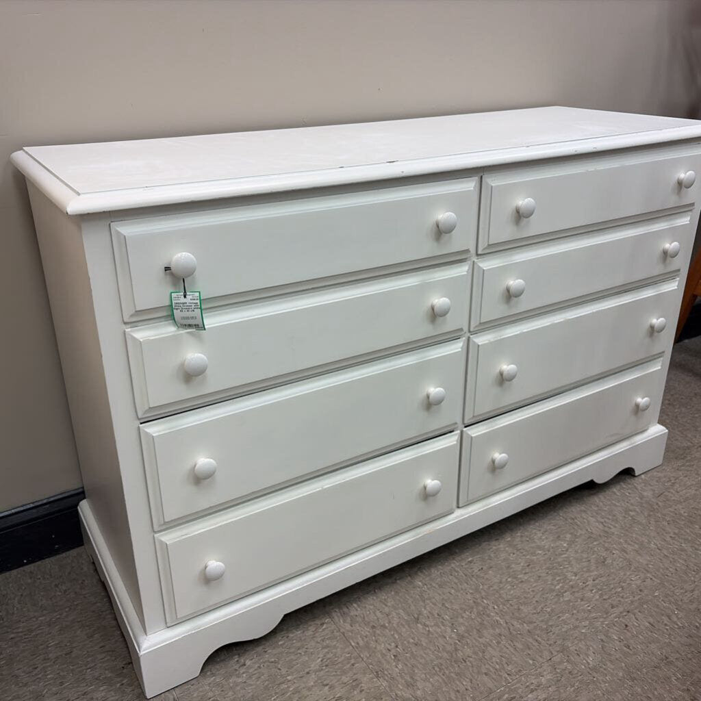 Vintage White Dresser with Eight Drawers