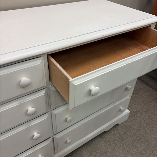 Vintage White Dresser with Eight Drawers