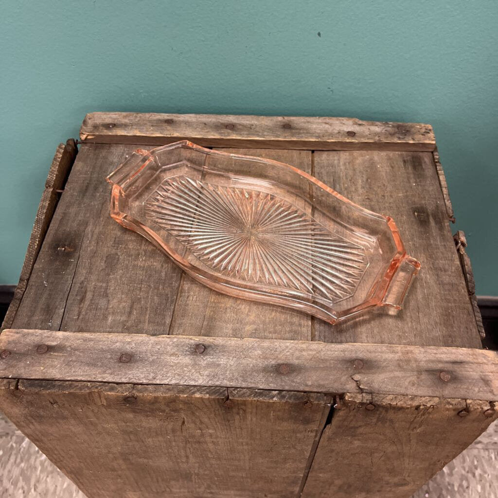 Vintage Blush Pink Depression Era Glass Trinket Tray