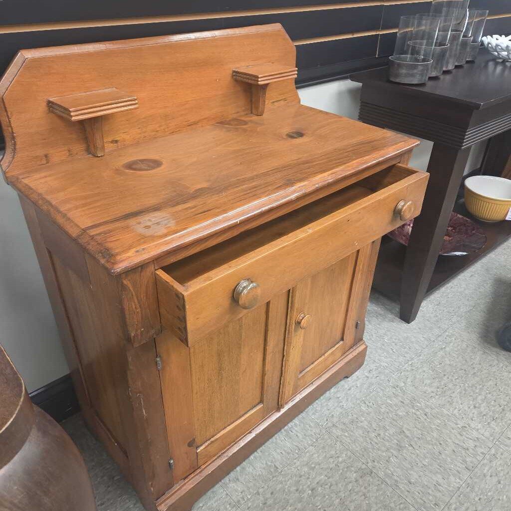 Vintage Pine Washstand Cabinet