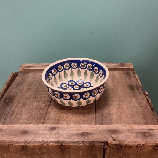 Polish Pottery Bowl Peacock Design
